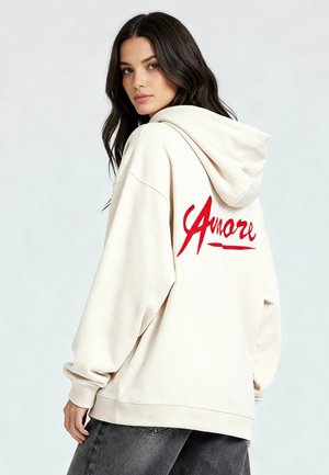AMORE EMBROIDERY HEAYVWEIGHT UNISEX - Kapucnis pulóver - off-white