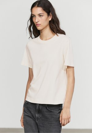 Massimo Dutti, 100% COTTON INTERLOCK CREW NECK T-SHIRT - T-shirts basic - light yellow