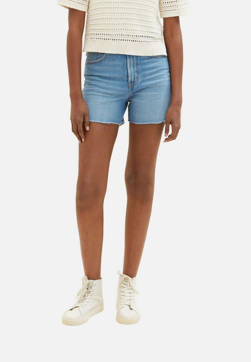 Nina Carter P203 Korte jeans voor dames, denim, korte broek, A-lijn, korte broek, hoge taille, used look, zomershort, Blauw (P203-5), S