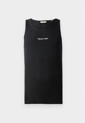 Sort tanktop i ribbet stof. Har en rund halsudskæring og et lille hvidt "Originals Studio" logo på brystet.