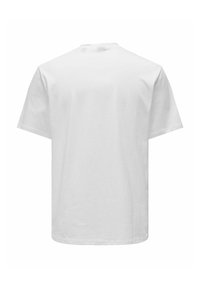 T-shirt bianco a maniche corte in cotone. Design classico con collo a giro e una texture liscia, senza motivi o grafiche visibili sul retro.