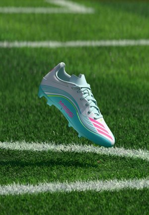 adidas Performance F50 MESSI LEAGUE FIRM GROUND MULTI GROUND KIDS UNISEX - Chaussures de football pour terrain sec - footwear white/lucid pink/flash aqua