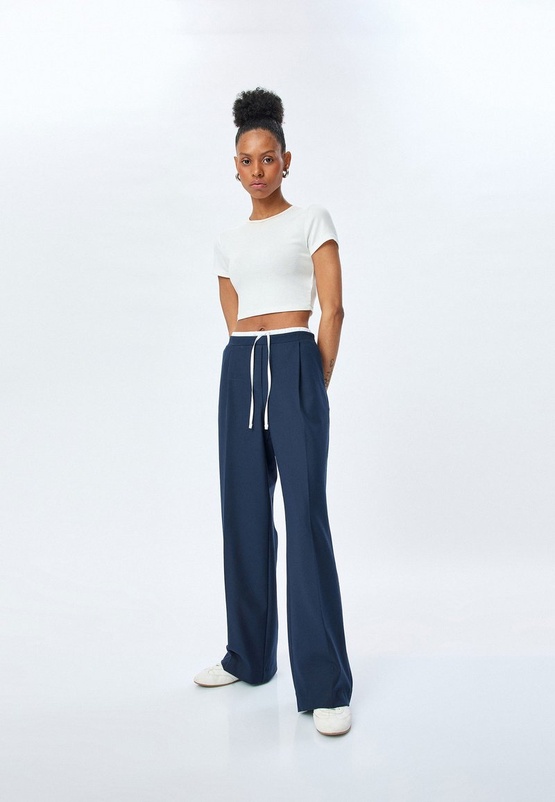 Koton WIDE LEG Pantalon classique dark blue/bleu marine ZALANDO