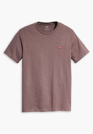 Tričko s krátkým rukávem v tlumené fialové barvě, vyrobené z měkké tkaniny. Na levé straně hrudi se nachází malé červené logo Levi's. Klasický kulatý výstřih.