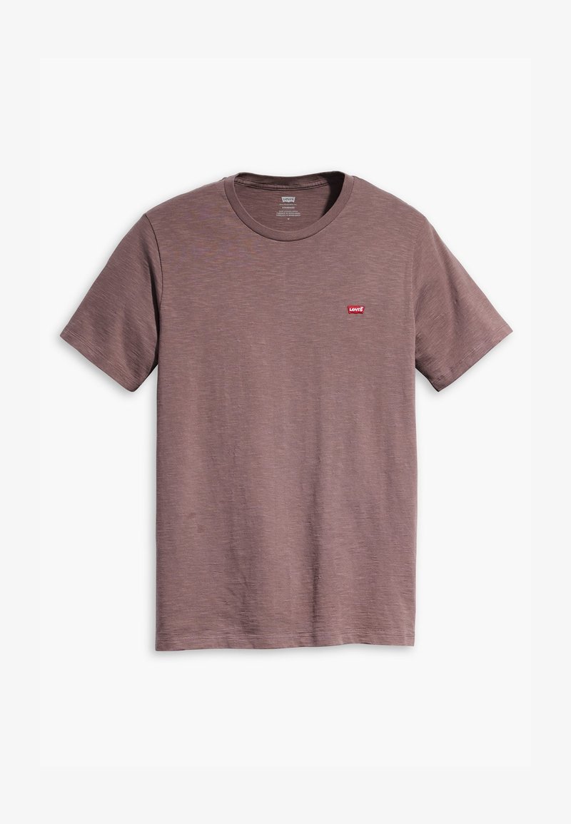 T-shirt a maniche corte in mauve tenue, realizzata in tessuto morbido. Presenta un piccolo logo rosso di Levi's sull'area sinistra del petto. Collo rotondo classico.