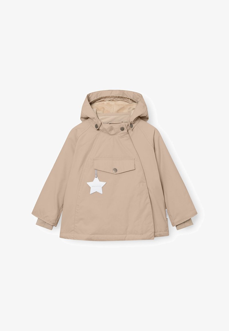 Beez värvi jakk, millel on kapuuts ja esitasku, pehme sisepinna vooder, nupud ja tähtkujulise riputussildi.