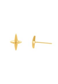 Goldfarbene, sternförmige Ohrstecker mit einer glatten, glänzenden Oberfläche und einer schlanken Steckerbefestigung für sicheren Halt.