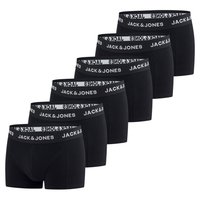 Acht Paar schwarze Boxershorts mit elastischem JACK & JONES Bund in Weiß, mit glatter Textur und enganliegendem Design.