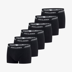 Acht Paar schwarze Boxershorts mit elastischem JACK & JONES Bund in Weiß, mit glatter Textur und enganliegendem Design.