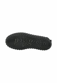 Suela de zapato de goma negra con un patrón de relieve texturizado y el logotipo "paul green" en relieve, diseñada para ofrecer agarre y durabilidad.