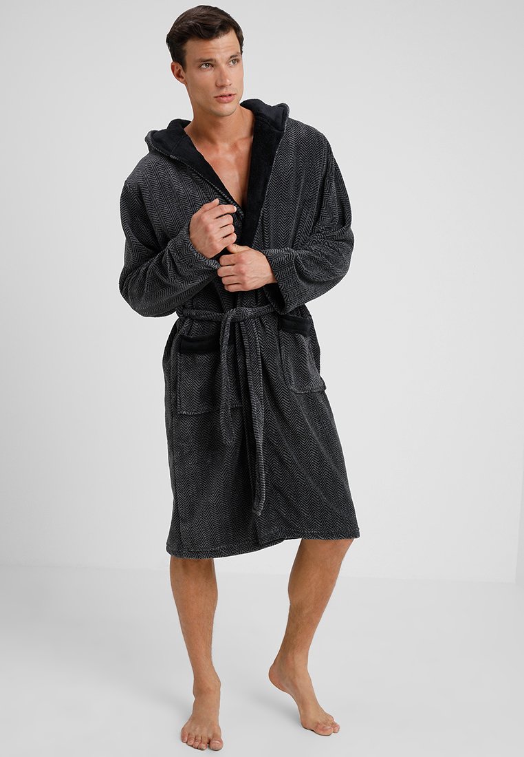 Zalando Essentials HERRINGBONE BATHROBE Dressing gown dark gray