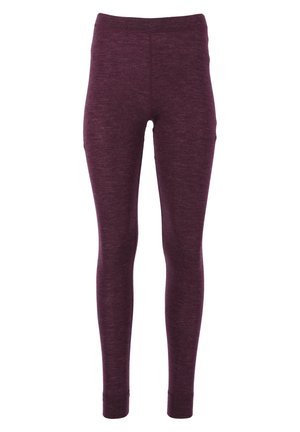 Leggings in een rijke paarse kleur, gemaakt van een zachte, textuurstof. Ze hebben een hoge tailleband en een aansluitend ontwerp.