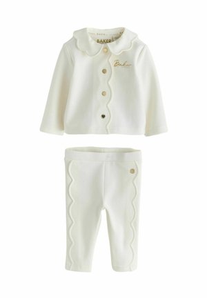 REGULAR FIT - 2 PIECE SCALLOP EDGE PONTE SET - Stoffhose - white