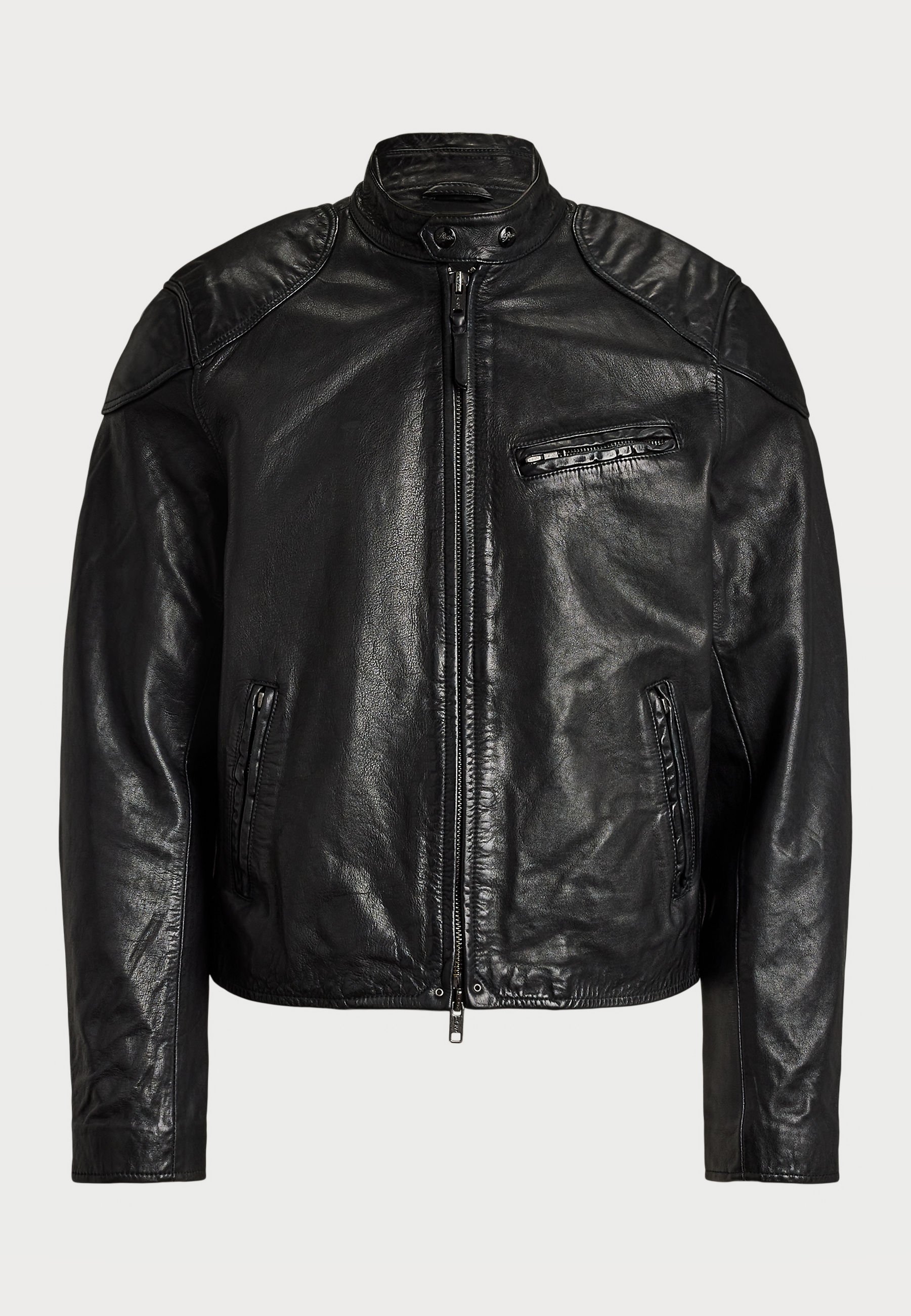 Polo Ralph Lauren CAFÉ RACER JACKET - Leather jacket - black 