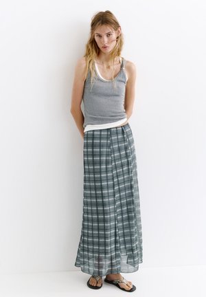 PULL&BEAR CHECK MIDI  - Jupe trapèze - grey