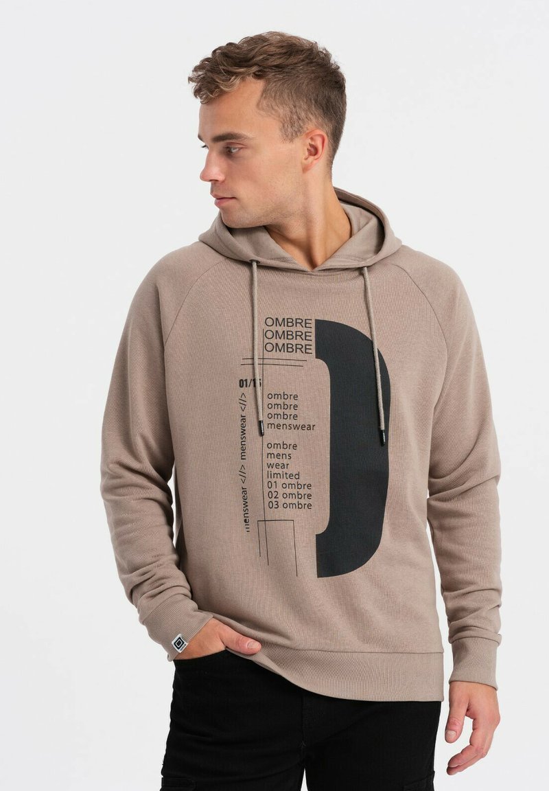 Ombre WITH PRINT - Hoodie - dark beige