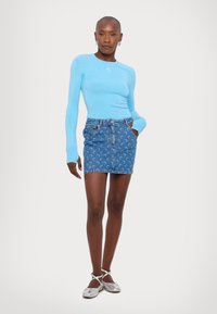 MARINE SERRE MOON LASER MINI SKIRT - Krilo iz džinsa - light blue