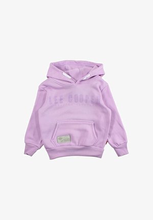 Sweat à capuche en coton violet avec une poche kangourou, un logo imprimé à l'avant et une capuche avec cordon. Doté de poignets et d'un ourlet côtelés pour une coupe ajustée.