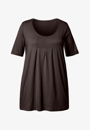 Ulla Popken, ULLA POPKEN DAMEN GROSSE GRÖSSEN BASIC-SHIRT 796473 - Jednoduché tričko - mahogany