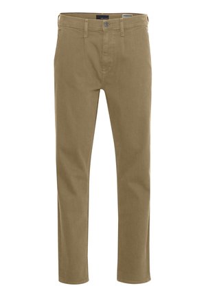 Beezid puuvillased chinos sirge säärekujundusega, ees nupuga kinnitamine ja tavalised vöökohad. Sile tekstuur, mustreid pole.