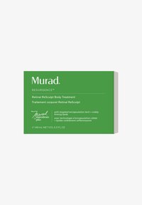 Grön låda för förpackning av Murad Retinal ReSculpt Body Treatment. Texten framhäver produktnamnet och viktiga egenskaper, med en ren och modern design.