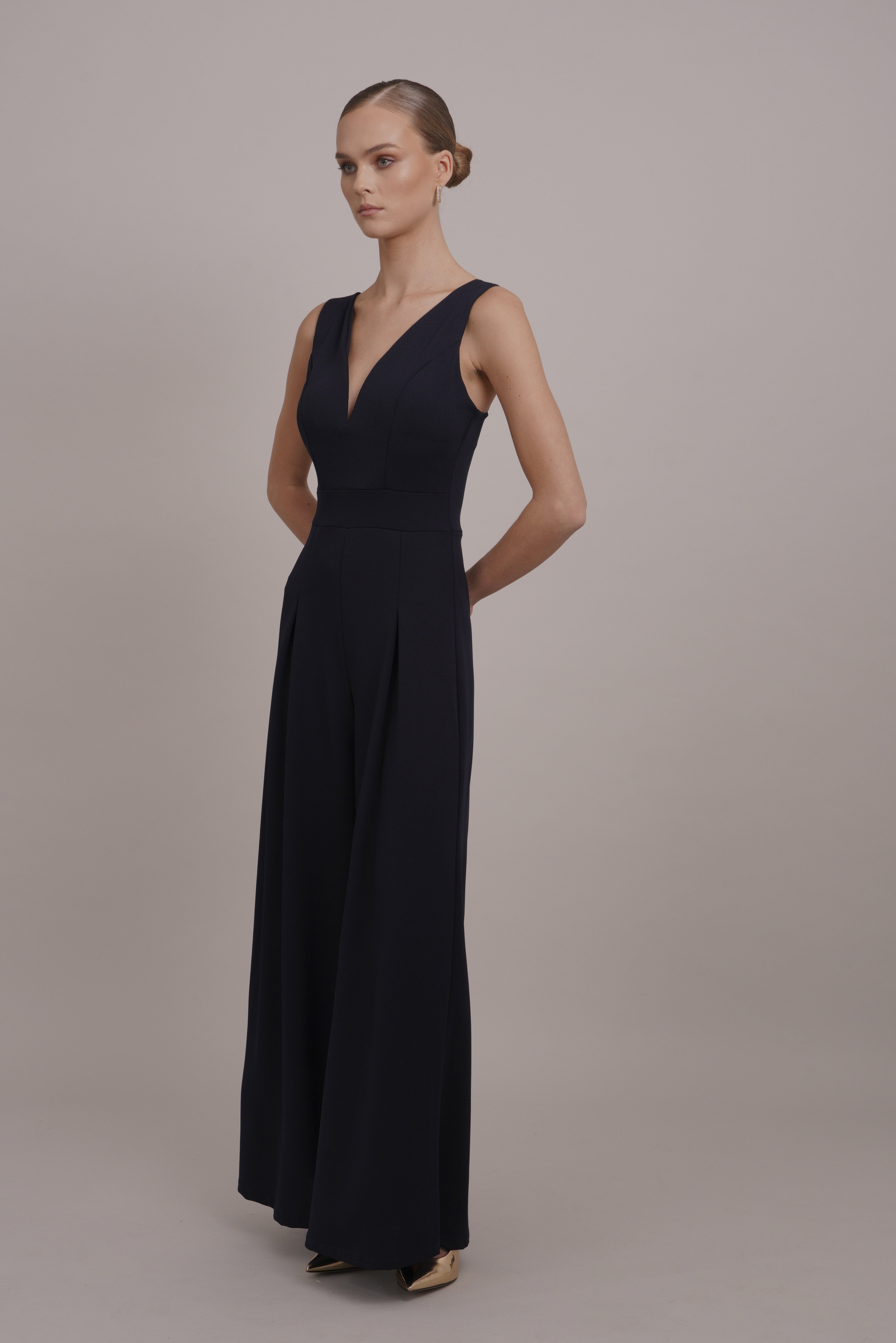 ◆Louren◆vneck wide combinaison WAL G. JACKIE WIDE LEG - Combinaison - navy blue/bleu marine