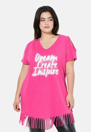 Print T-shirt - hibiscus pink