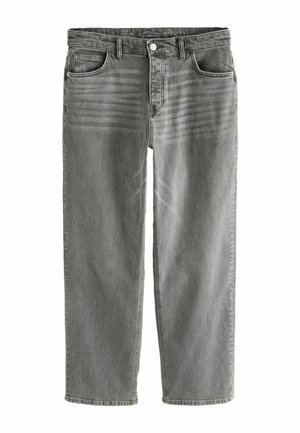 Baggy jeans i medelgrå denim, med femficksdesign, knappstängning och subtil blekning fram och bak.