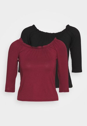 THREE QUARTER SLEEVE BARDOT 2 PACK - Long sleeved top - black