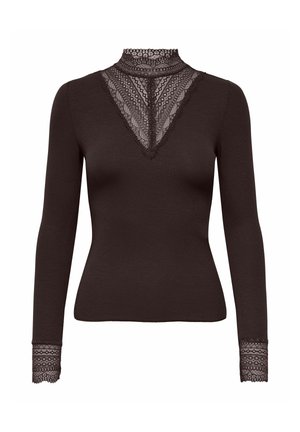 ONLY, ONLTILDE L/S HIGH NECK LACE TOP JRS NOOS - Camiseta de manga larga - chocolate torte
