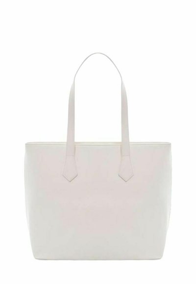 Borsa tote bianca realizzata in materiale liscio, con due manici lunghi e forma rettangolare. Design minimalista senza hardware visibile.