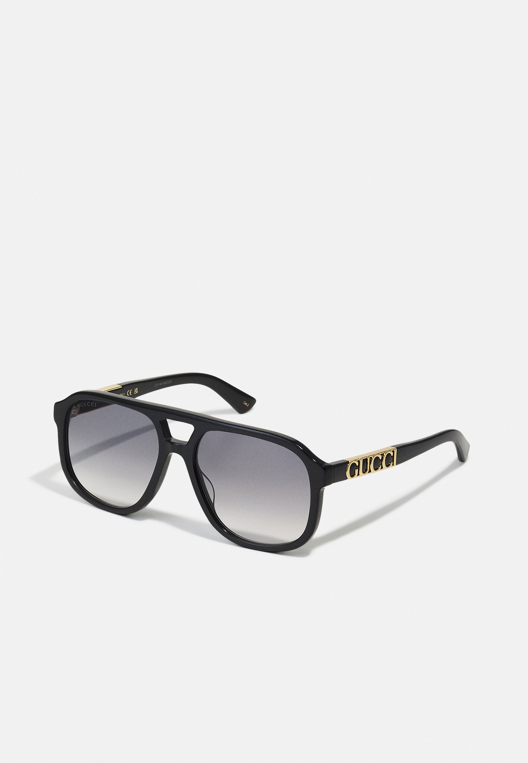 black gucci sunglasses with gold logo