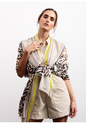 LEO-SCHAL MIT KONTRASTSTREIFEN - Écharpe - beige