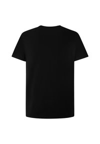 T-shirt unisexe noir uni à manches courtes, présenté de dos avec un col rond sur fond blanc.
