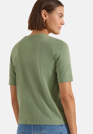 Cecil, BASIC T-SHIRT WITH SHORT-SLEEVE AND V-NECK - T-shirt basique - deep matcha green
