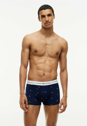 Tommy Hilfiger, TOMMY HILFIGER 3-PACK SIGNATURE LOGO WAISTBAND PRINT TRUNKS - Boxer aderenti - cham blu antique silver op blu
