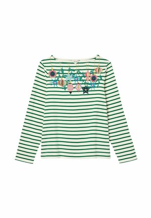 REGULAR FIT - FESTIVE HARBOUR BOAT NECK BRETON - Tops ar garām piedurknēm - green white