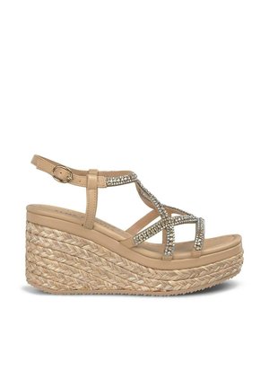 Sandalen met sleehak - marrón claro
