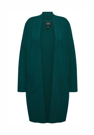 Ulla Popken PLUS SIZE LONG OPEN FRONT - Chaqueta de punto - deep green