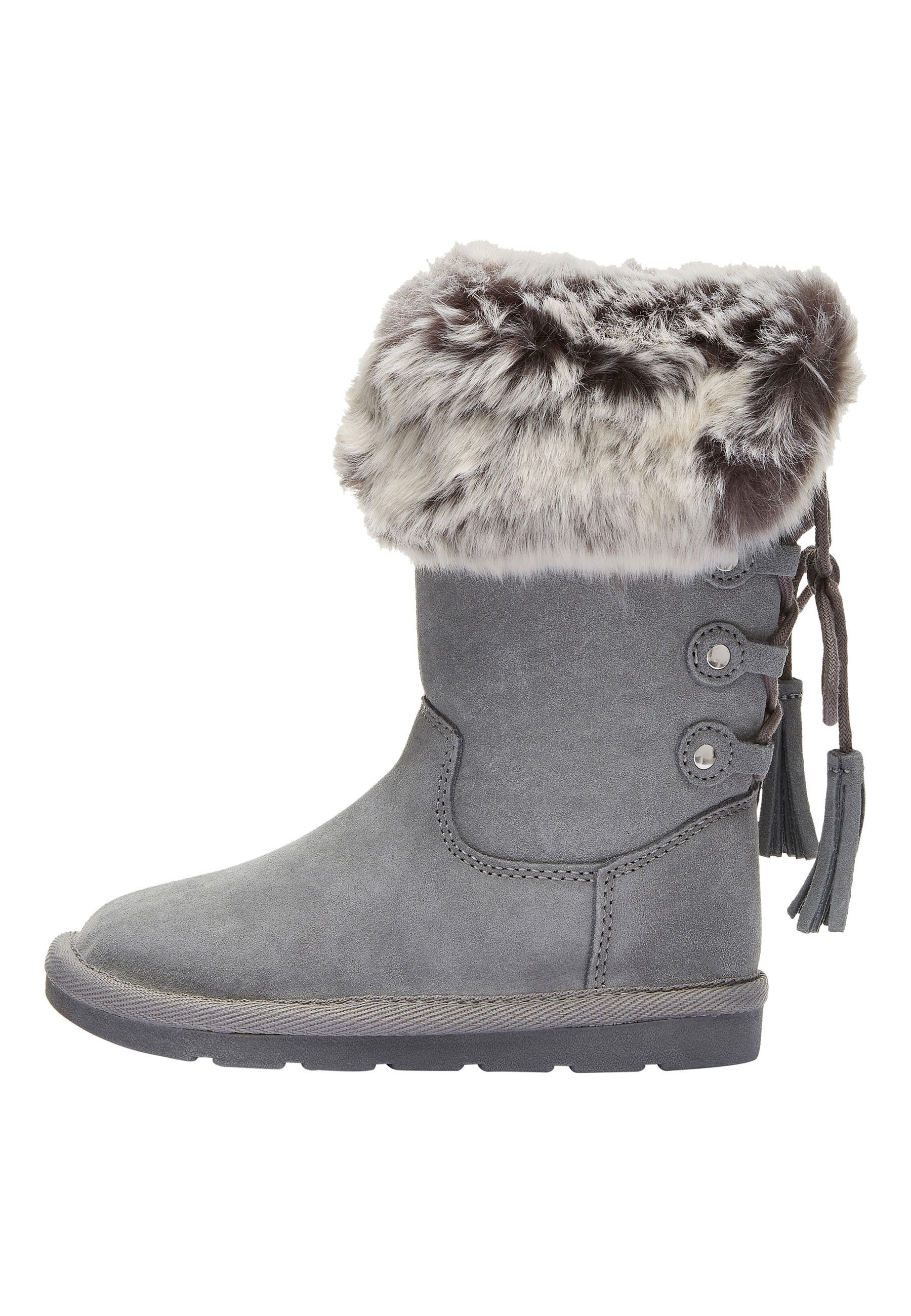 Next GREY TALL FAUX FUR PULL-ON BOOTS 