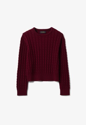 PIOMBO, CREW-NECK CABLE-KNIT JUMPER, REGULAR FIT - Jersey de punto - dark red