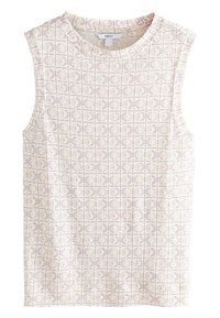 REGULAR FIT - SOFT TOUCH SLEEVELESS CREW NECK TANK - Top - ecru tile print