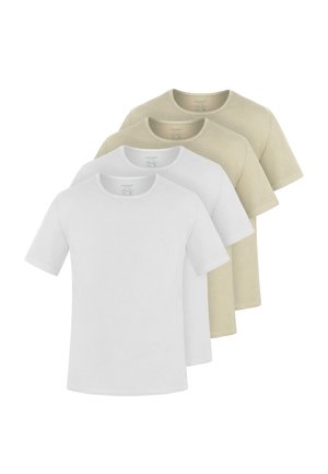 4ER SET - T-Shirt basic - beige beige weiß weiß