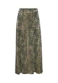 Maxisukně s leopardím vzorem v odstínech béžové a černé. Volný střih s hladkou texturou a elastickým pasem pro pohodlí.