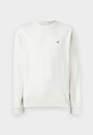 Lichtgrijze sweatshirt met ronde hals, gemaakt van gladde stof, met ribgebreide manchetten en zoom, en een klein geborduurd logo op de borst.