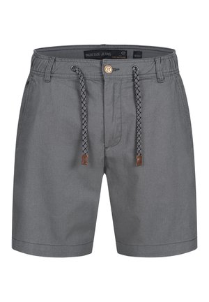 Graue lässige Shorts mit einem Knopf, gemustertem Kordelzug, Gürtelschlaufen und Seitentaschen, mittlere Größe.