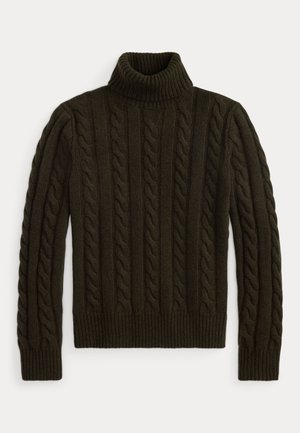 Polo Ralph Lauren, CABLE KNIT WOOL CASHMERE JUMPER UNISEX - Strickpullover - olive shrub heather