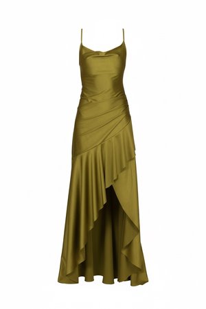 WAL G., BEAU BACK TIE RUFFLE - Vestido de fiesta - olive green