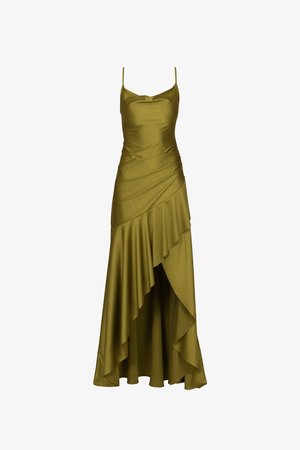 WAL G., BEAU BACK TIE RUFFLE - Vestido de fiesta - olive green