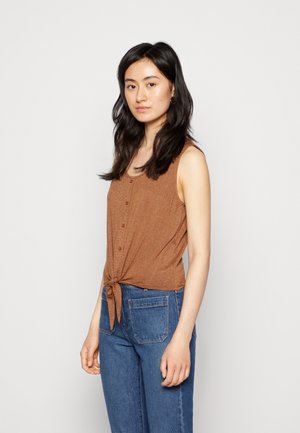ONLY ONLCLARA GLITTER KNOT - Top - toffee gold